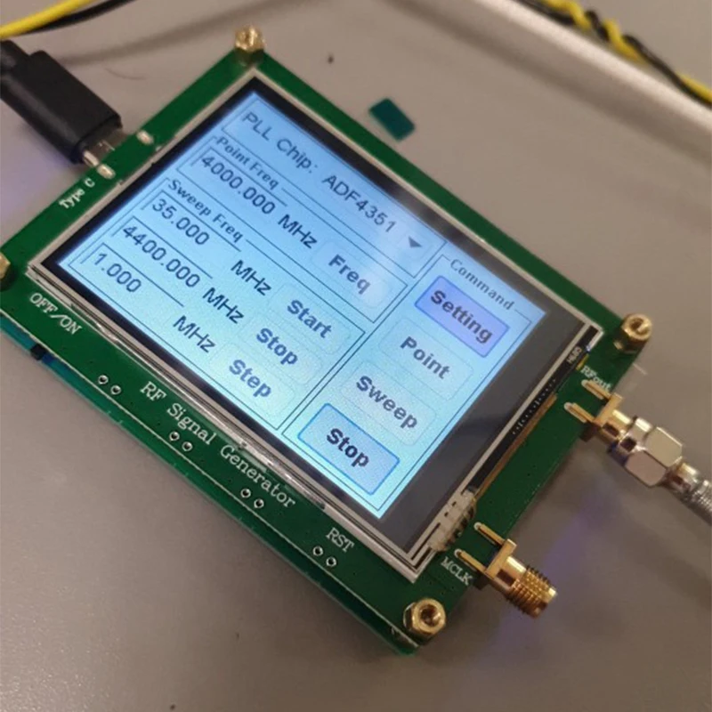 HHO-35-4400M ADF4351 RF Signal Source Generator Wave / Point Frequency Press Sn LCD Display Control |