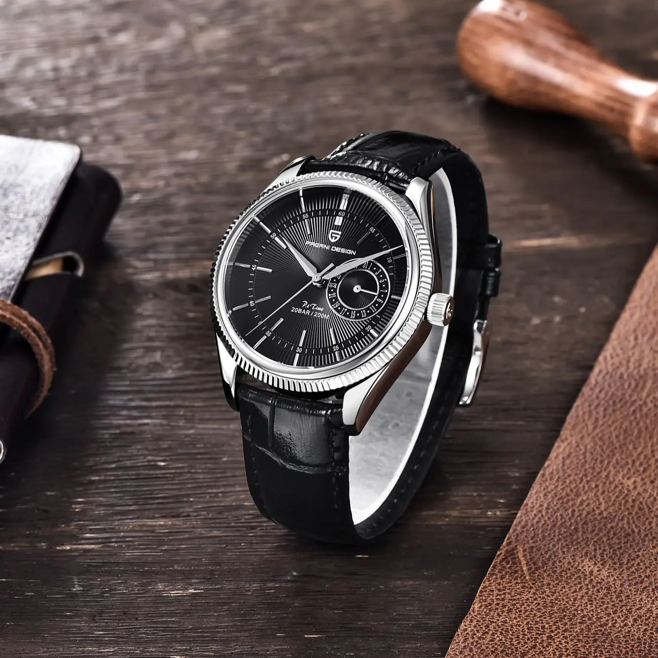 Pagani Design Leather Quartz Watch Sapphire Stainless Steel 200m Waterproof Clock Men's Sports Watch SEIKO VH65 Movement Clock enlarge