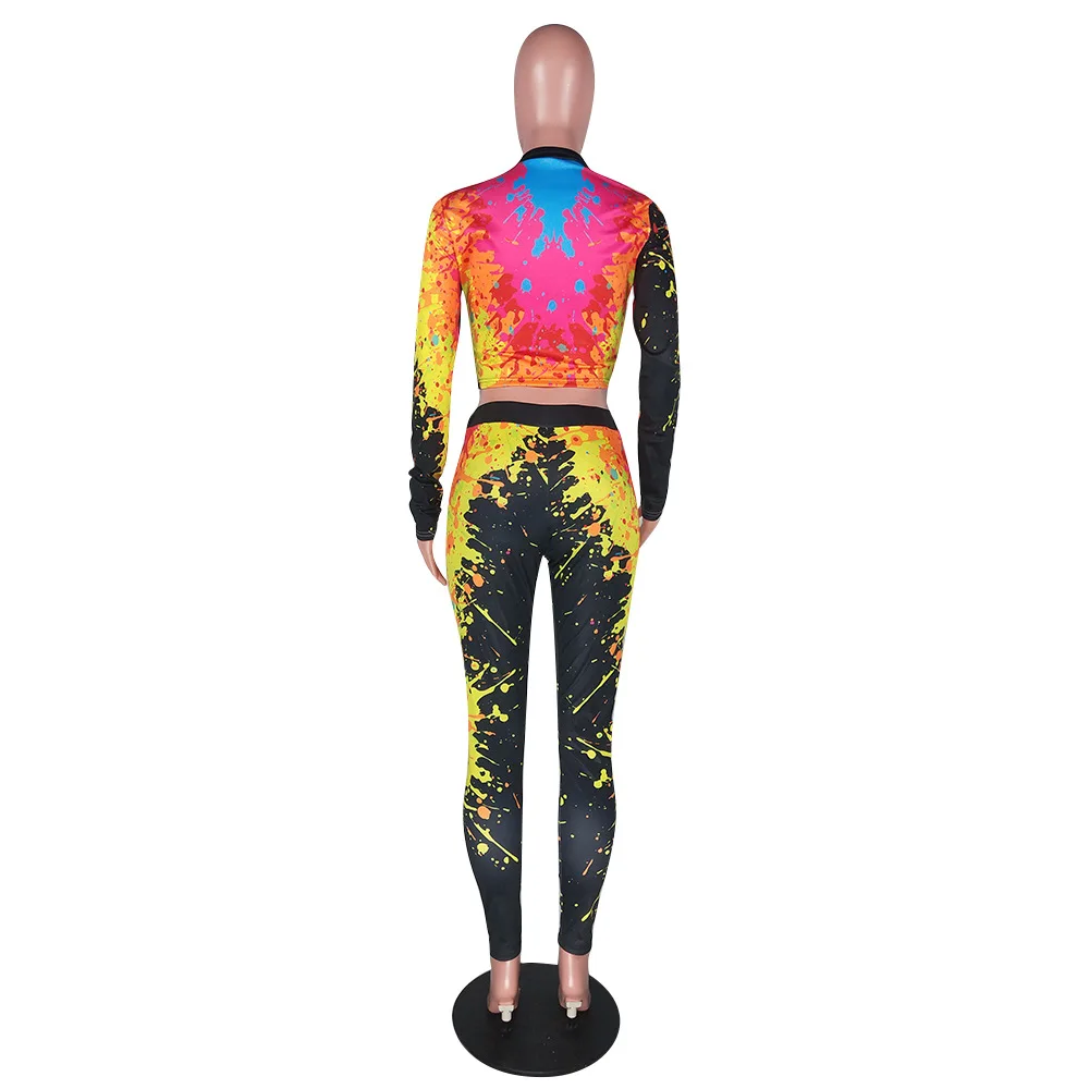 

2020 Autumn Women's Suit Hot Selling European and American Women's Printed Long-Sleeved Upper Garment Pants Two-Piece Set
