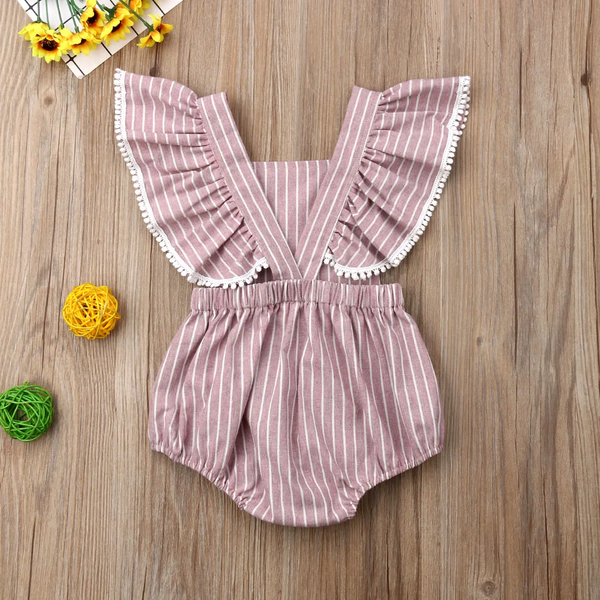 

0-24M Newborn Infant Baby Girl Striped Romper Ruffles Sleeveless Summer Jumpsuit