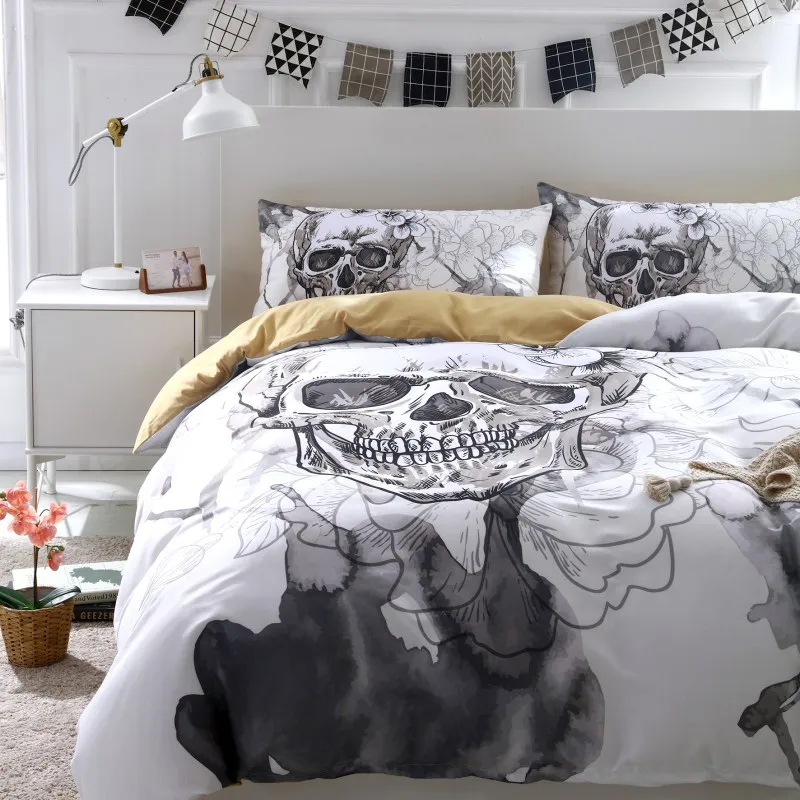 

3d Flowers skull Duvet Cover With Pillowcases Sugar Skull Bedding Set Au Queen King Size Flower Soft Bed Covers