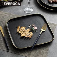 matte black steak plate western food plate home black frosted plate japanese ceramic plate phnom penh ceramic tableware creative