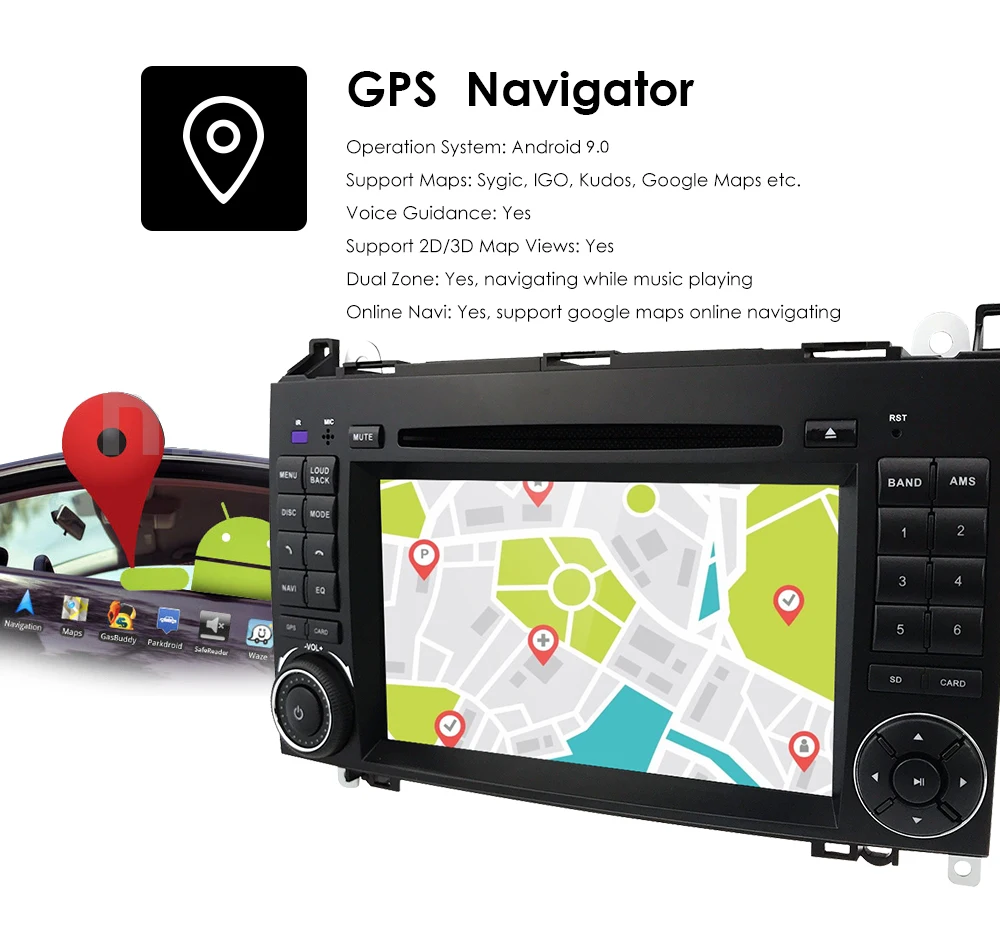 2din Android9.0 CarDVD gps головное устройство для Mercedes Benz B200 A B Class W169 W245 Viano Vito W639 Sprinter W906 4G Bluetooth радио