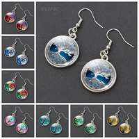 tree of life glass cabochon drop earrings dangle earrings tree of life earrings jewelry gifts for her