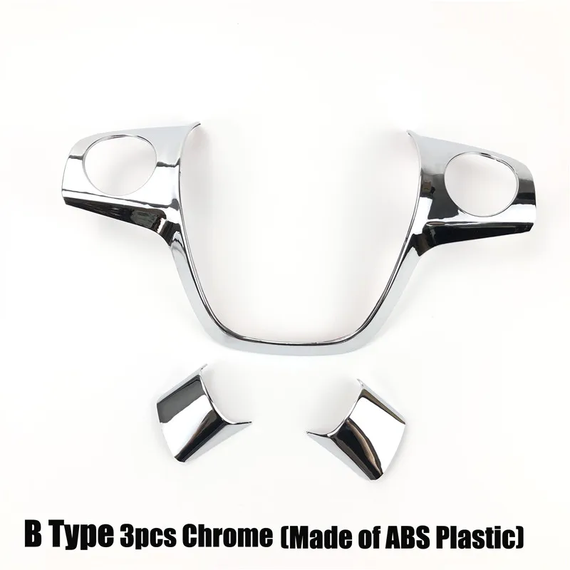 B Type Chrome 3pcs Ladysmtop автомобильный Стайлинг руля декоративная крышка наклейка чехол для Ford Focus 3 mk3 2012-/KUGA 2013 - Название цвета: B Type Chrome 3pcs