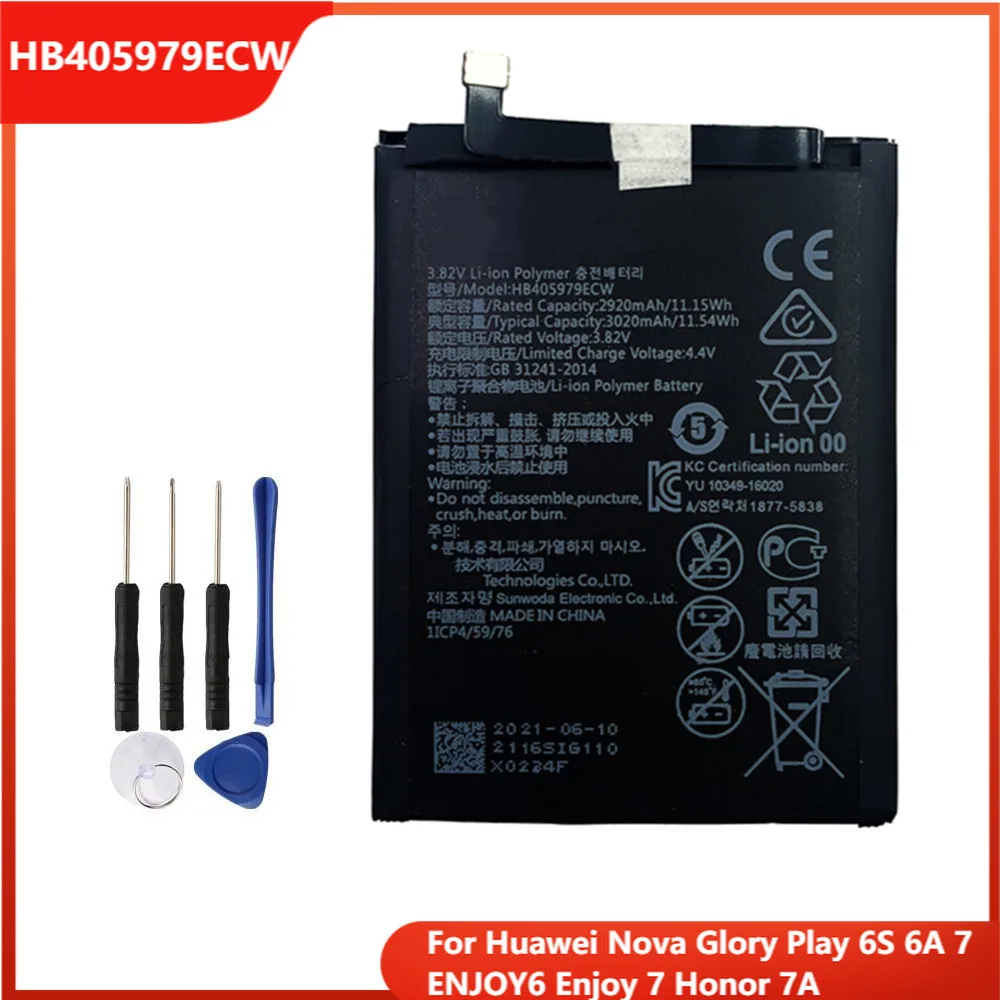 

Replacement Phone Battery HB405979ECW For Huawei Nova Glory Play 6S 6A 7 ENJOY6 Enjoy 7 Honor 7A Rechargable Batteries 3020mAh