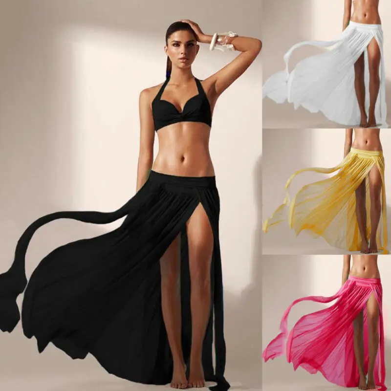 Женская шифоновая пляжная юбка повседневный однотонный кардиган для отдыха на