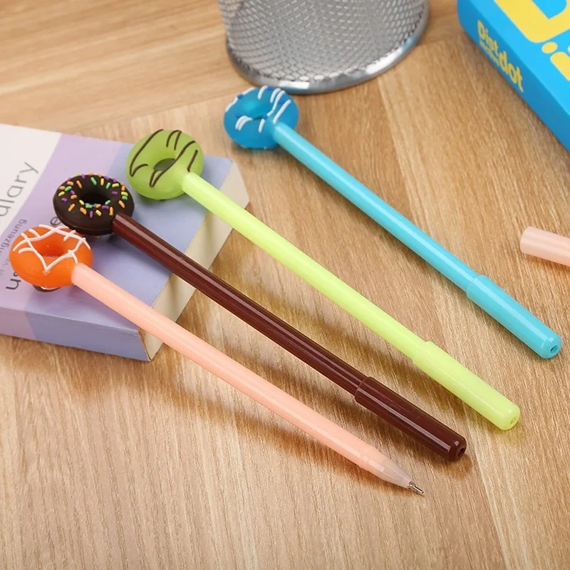 20PCs Creative Stationery Donuts Gel Ink Pens Set Cartoon Student Cute Candy Colors Writing Tools School Office Pen Wholesale