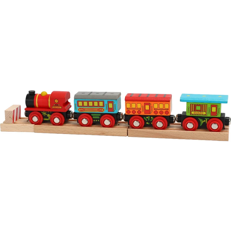 

Wooden Small Train WITH TRACK Compatible with Wood Train Track Toys 3-7 Years Old