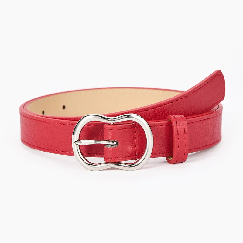 

New Fashion Irregular Square Metal Smooth Buckle Belts 106cm PU Leather Solid Color Women Casual Dress Jeans Waistbands