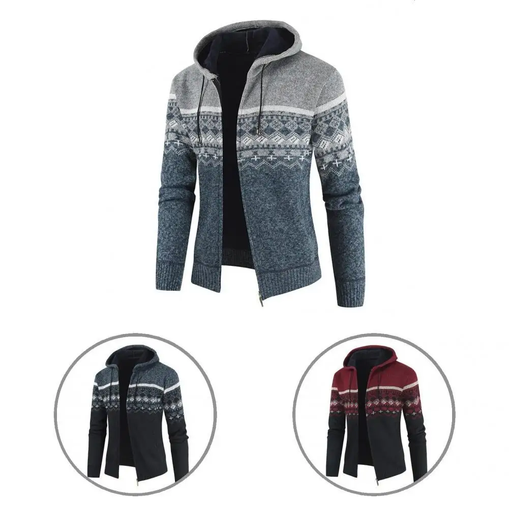 

Zipper Stylish Hooded Contrast Color Winter Coat Soft Winter Coat Long Sleeve for Home