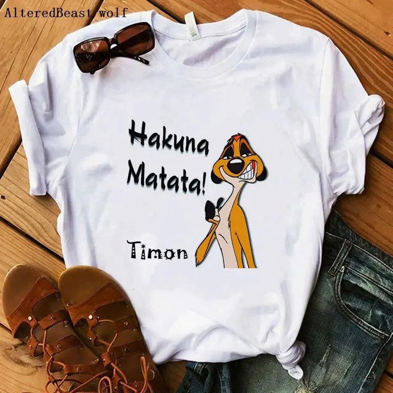 as picture Hakuna Matata футболка женская с принтом SIMBA harajuku Король Лев vogue футболка Летняя повседневная с коротким рукавом модные топы футболки - Цвет: as picture