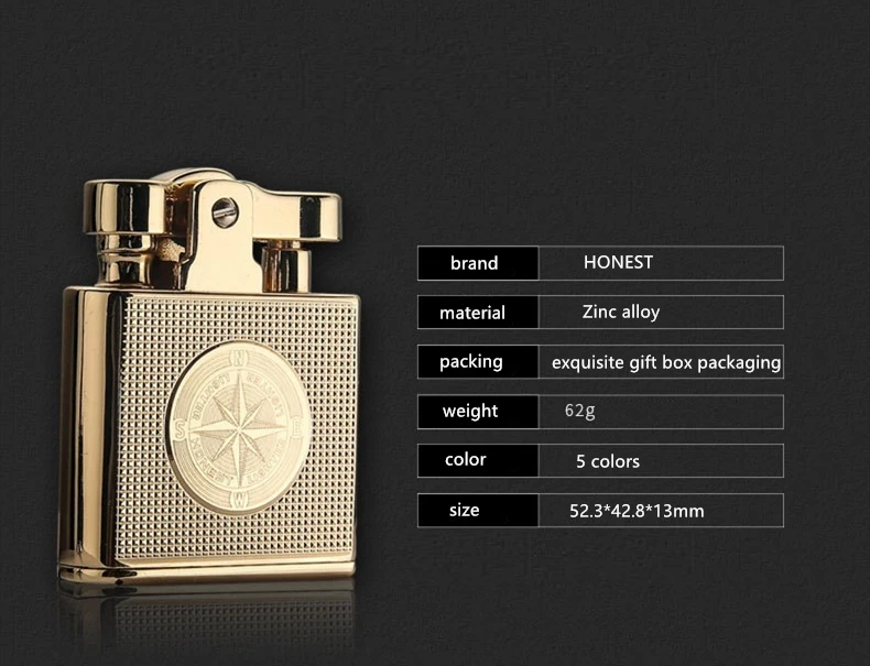 Honest Высококачественная керосиновая Зажигалка старая ретро медная для сигарет