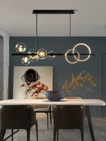 modern glass bubble ball dining room chandelier black long bracket pendant lamps kitchen bar counter home interior lamps fixture