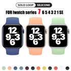 Ремешок силиконовый Solo Loop для Apple Watch Band 44 мм 40 мм, эластичный браслет для iWatch 38 мм 42 мм, apple watch 7 6 5 4 SE 41 мм 45 мм