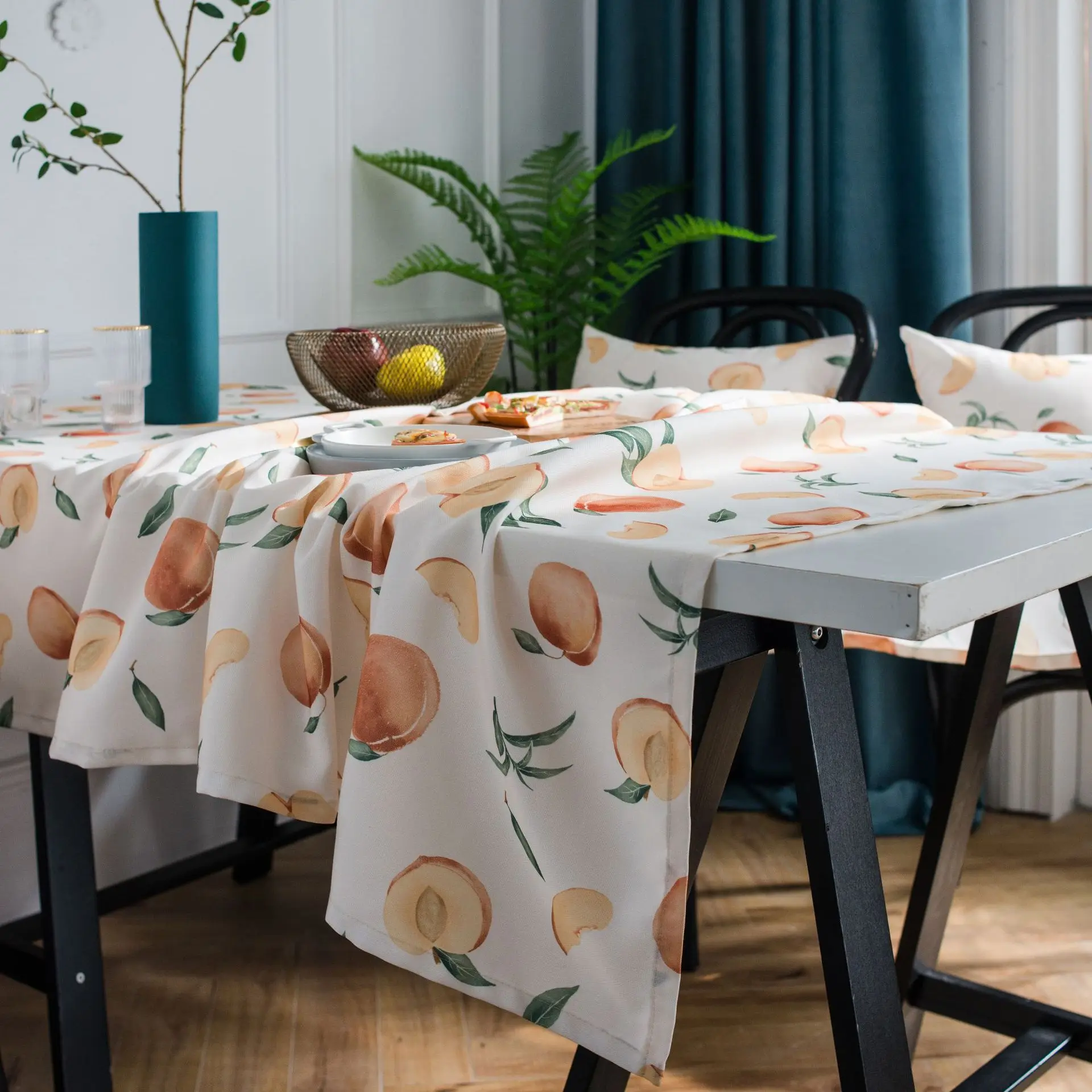 Waterproof Tablecloth Rectangular Fruit Yellow Peach Table Cloth Home Furniture Cover Pillowcase Set Holiday Decor | Дом и сад