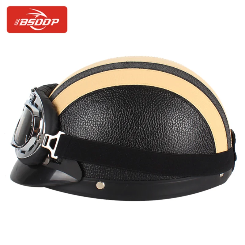 BSDDP подходит для небольшого шлема Harley PU с очками Солнцезащитный шлем защитный