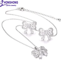 womens high quality earrings necklace 2pcs set 3a zircon animal butterfly design jewelry set popular jewelry