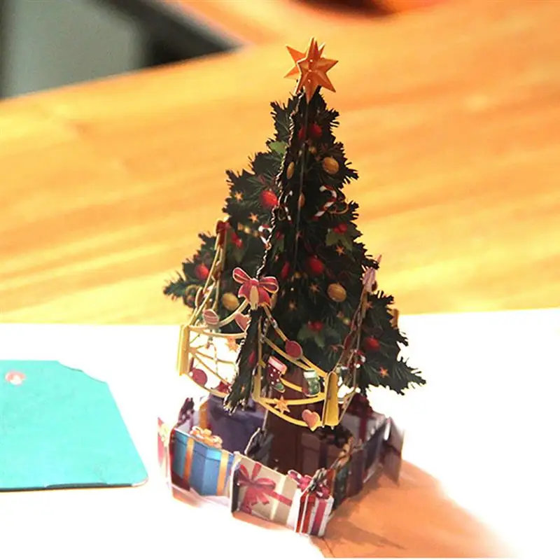 1 шт. 3D открытки с выдвижным изображением рождественской елки почтовая открытка