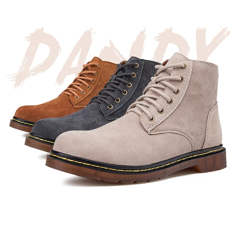 

Новинка, зимние винтажные мужские кожаные ботинки, повседневные мужские ботинки ручной работы в британском стиле, замшевые мотоциклетные б...