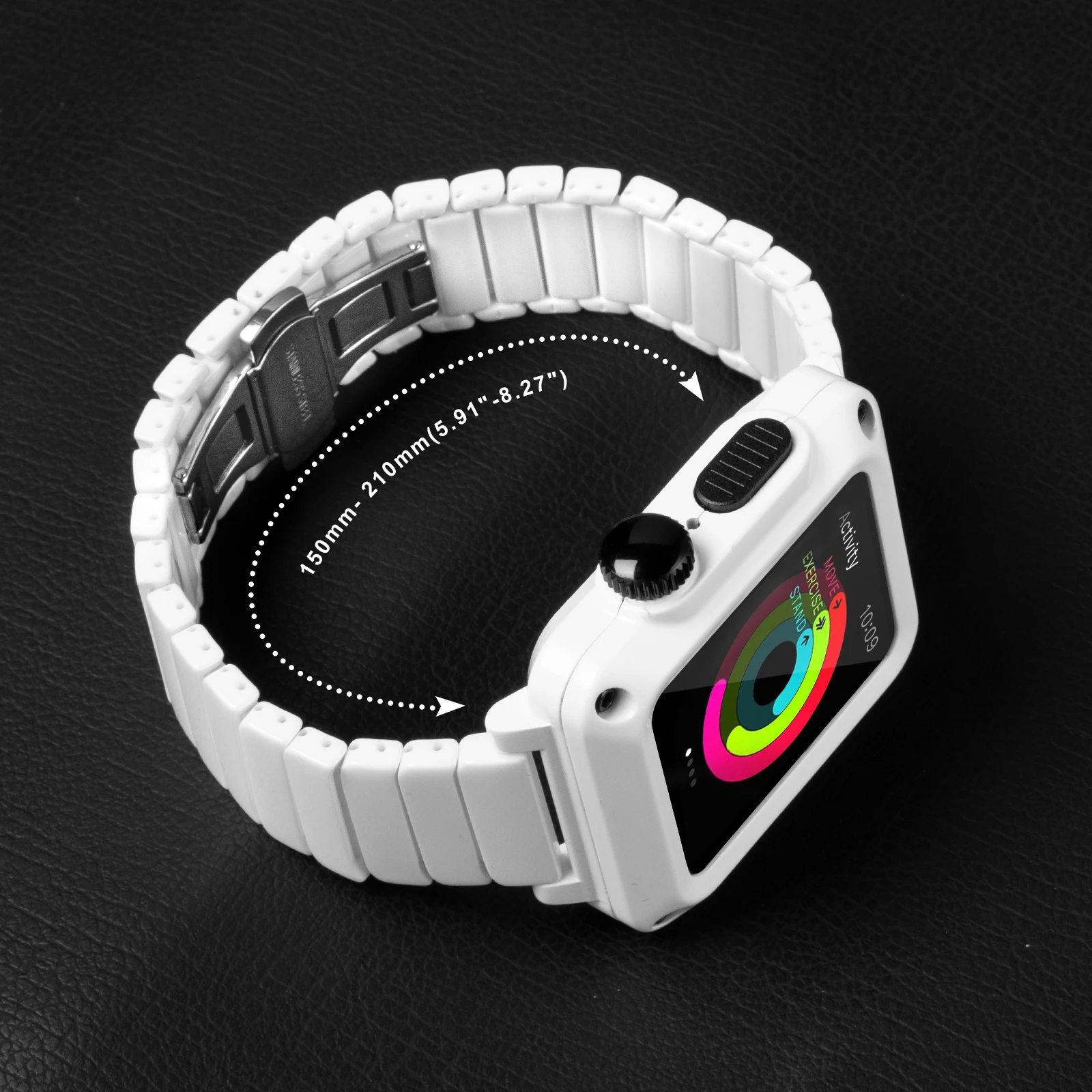 

Case for Apple Watch 44mm 40mm 42mm 38mm Ceramic Band with Cover Glass Film for Iwatch Series 6 SE 5 4 3 2 Ceramic Link Bracelet