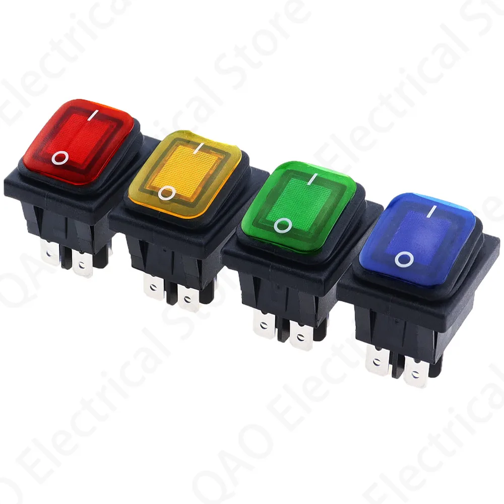 KCD4 20A/250V 4 Pin DPST IP67 море светодиодный Водонепроницаемый кулисный переключатель с 12V