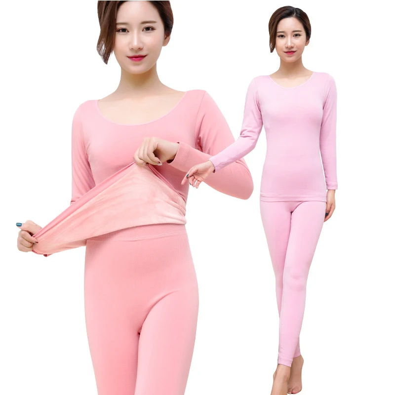 Новое Осеннее и зимнее женское термобелье плюс бархатное плотное однотонное