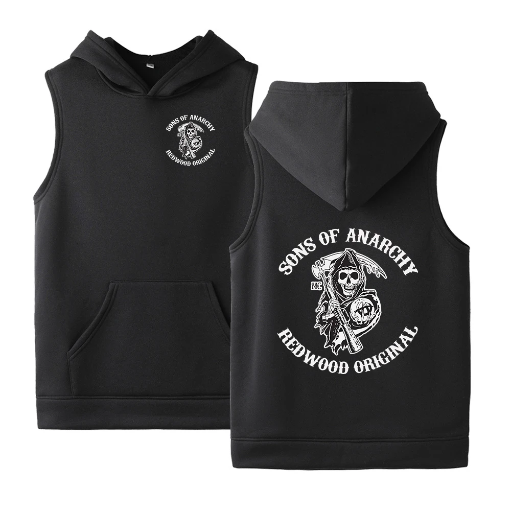 

2021 летние мужские хлопковые толстовки SOA с надписью Sons Of анархии в стиле хип-хоп, свитшоты, пуловеры SAMCRO, спортивная одежда без рукавов, топы