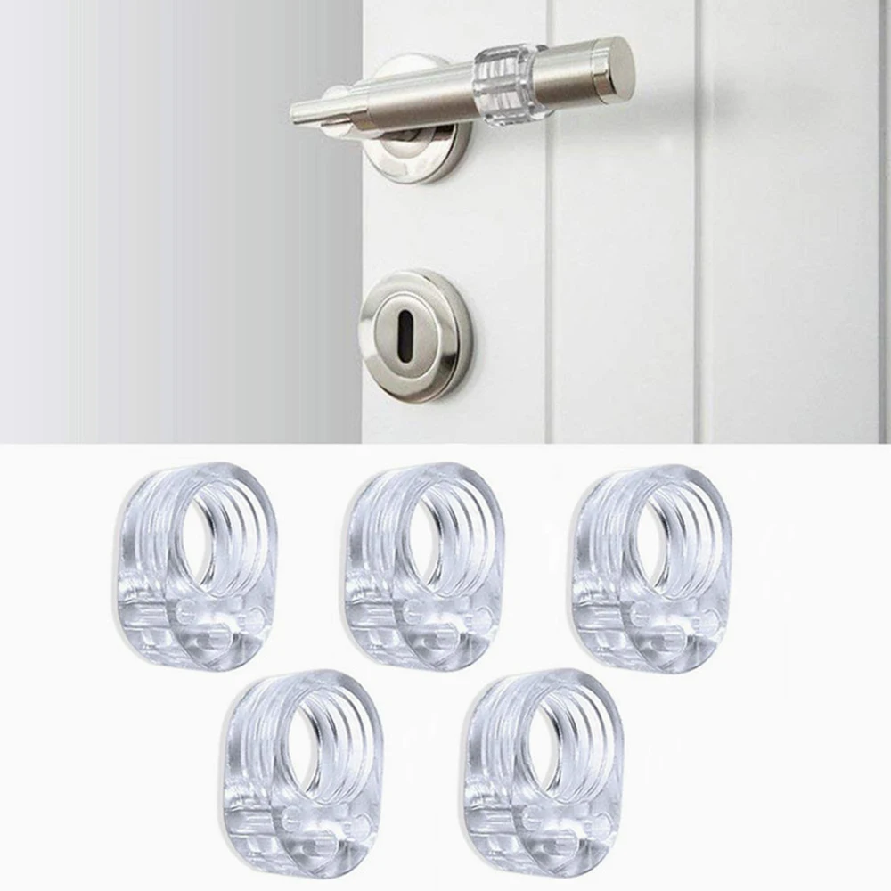 

4 Pcs Transparent Silicone Door Handle Anti-collision Ring Buffer Doorknob Bumper Wall Furniture Protective 2.3*3.1*1.3cm