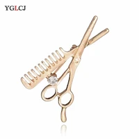 trendy fashion metal alloy scissors crystal brooch set women set lapel pin gift mens jewelry