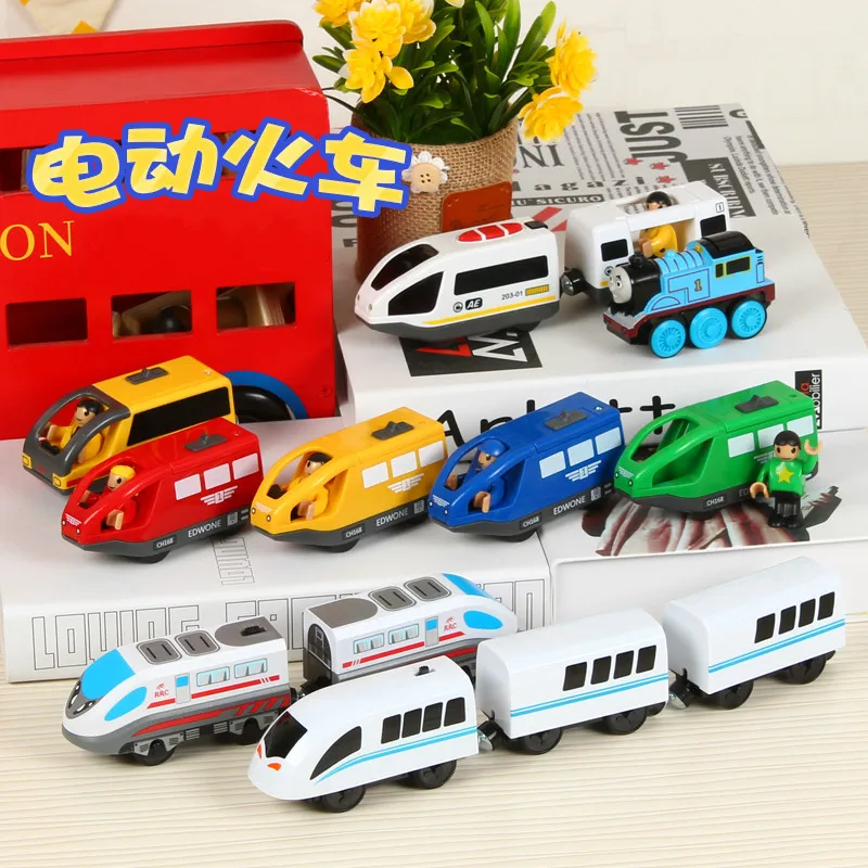 Литые игрушки Магнитный слот Электрический поезд деревянная железная дорога FIT