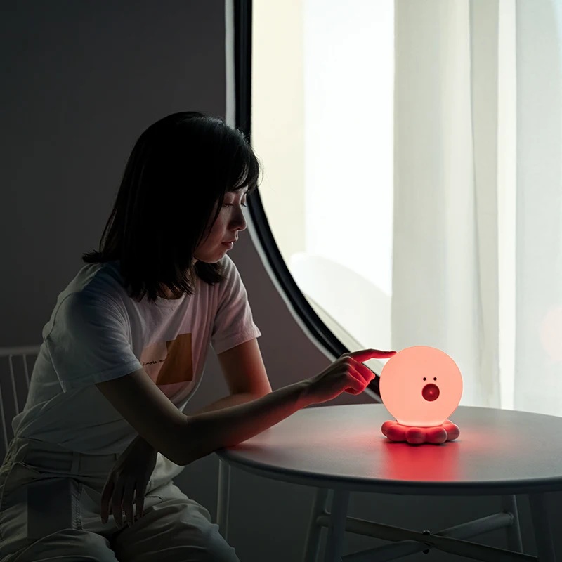 

Night Light Octopus Silica Pat USB Creativity Gift Evening Baby Feeding Light Octopus Cartoons Bedside LED Lamp