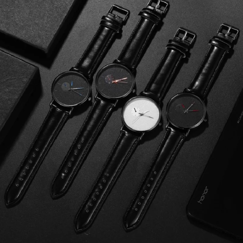 

YOLAKO Men Watch Leather Band Analog Quartz Wristwatch Simple Unisex Business Watch Men Gift relogio masculino reloj hombre