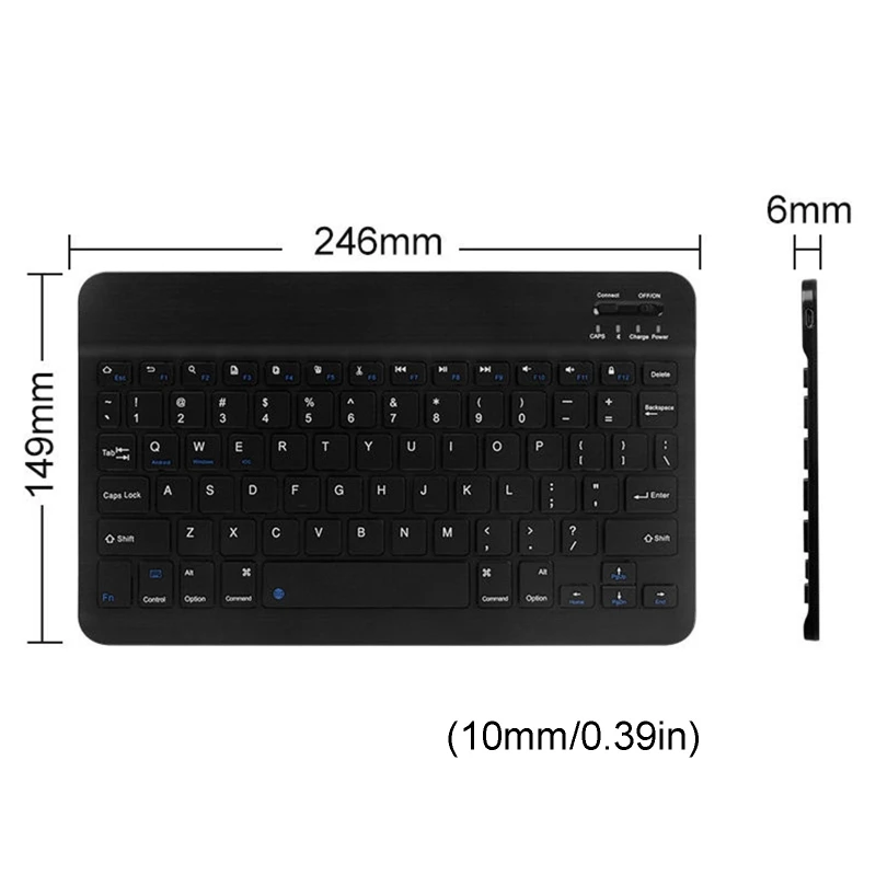 

9.7" Mini Slim Bluetooth3.0 Wireless Portable Keyboard Built-in Battery Rechargeable Chocolate Keycap for PC Laptop Phone Tablet