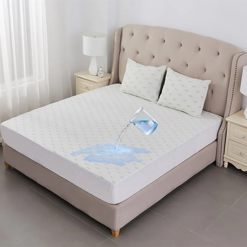 

Waterproof Mattress Cover Topper Solid Thicken Quilted Mattress Cover on An Elastic Band King Queen Size Bed Protector Pad