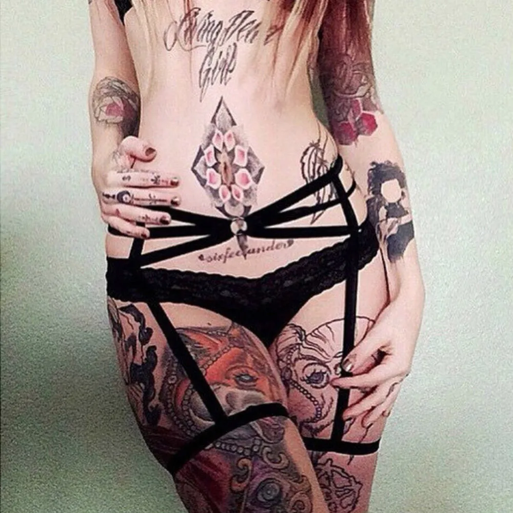 

Womens Sexy Elastic Goth Leg Garter Belt Leg Decoration Harness Pantie Lingerie Lingerie Sexy Hot Erotic Porno Costumi #4M05