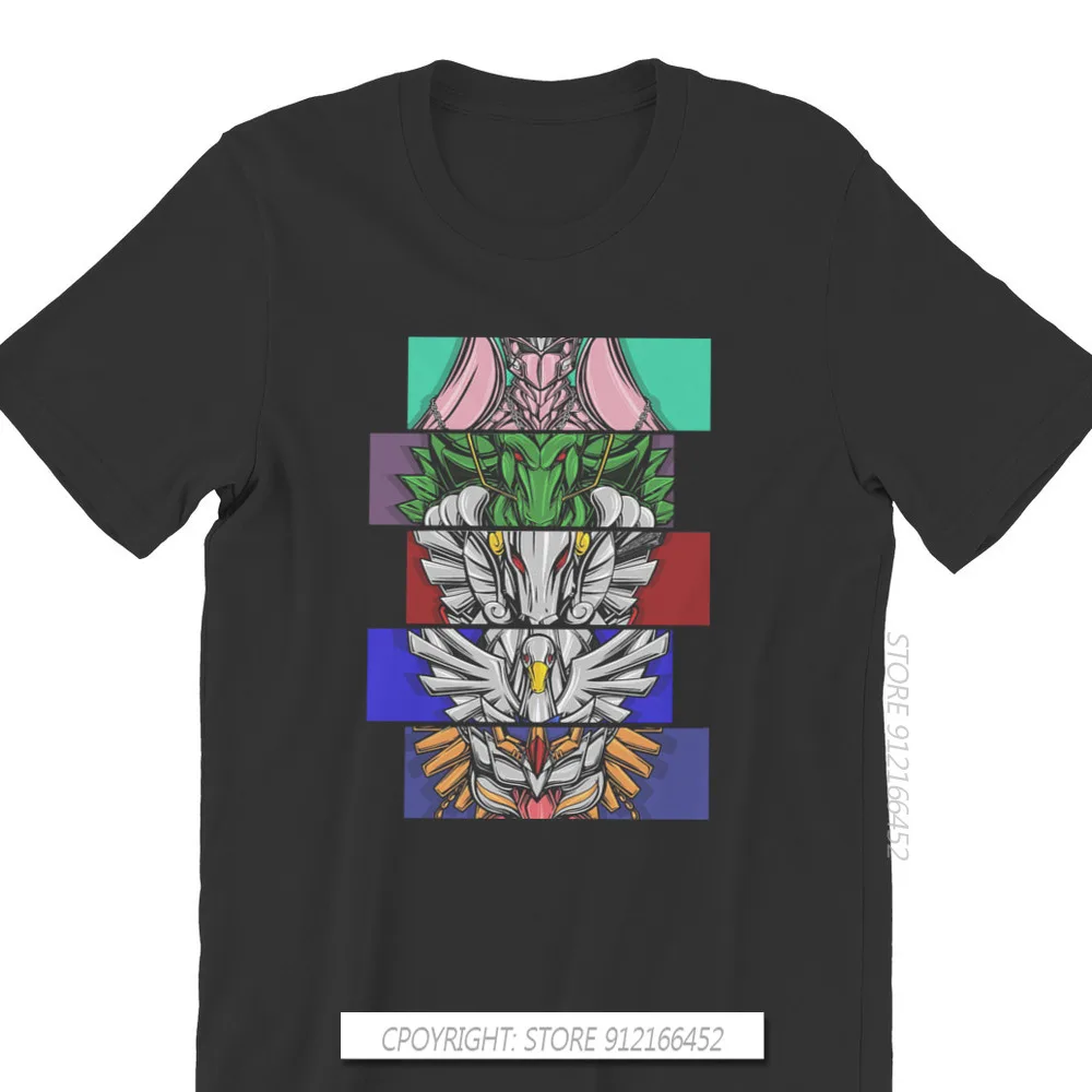 Мужская черная футболка с рисунком манги Рыцари Зодиака футболки из 100% хлопка Saint