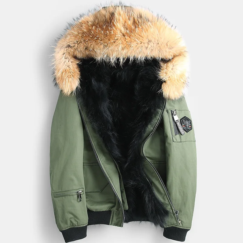 Натуральный мех пальто для мужчин енота меховой подкладкой - Цена: 24604.9