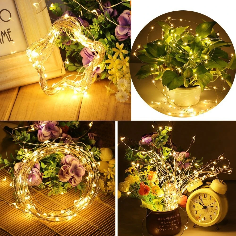 DC12V Wedding String lights10M 5M Warm White Indoor Outdoor Silver Wire for Bedroom Patio Garden Party Christmas 50pcs/lot | Лампы и
