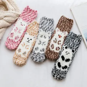 PEONFLY 1 пара плюшевых коралловых флисовых носков женские носки осень и зима кошачьи когти милые толстые теплые носки для сна