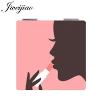 jweijiao portable double sides pocket make up mirror square pu leather pocket mirror cosmetic makeup mini beauty ma54