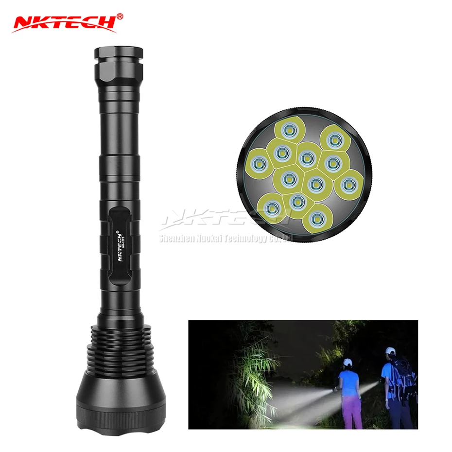 

NKTECH NK-12T6 Flashlight Super Bright 12x LED T6 Tactical Torch 13800LM 5Mode Extended Tube For Camping Hiking Outdoor Bike