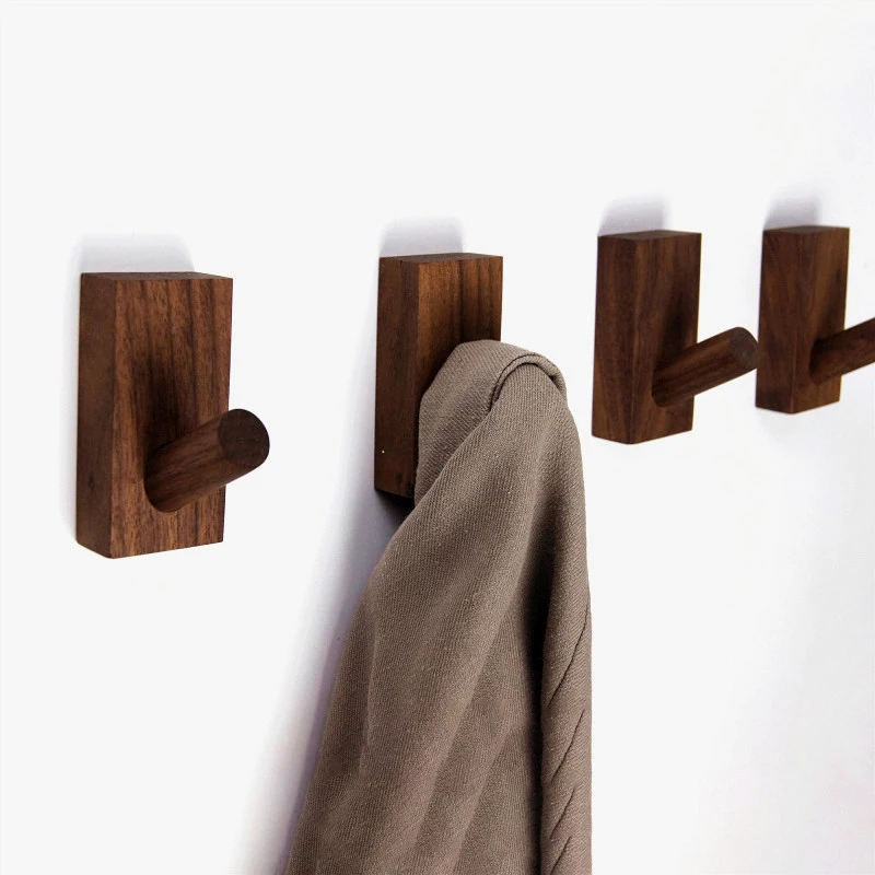 

New Natural Wood Clothes Hanger Wall Mounted Coat Hooks For Decorative Key Holder Hat Scarf Handbag Hangers Housekeeper On Wall