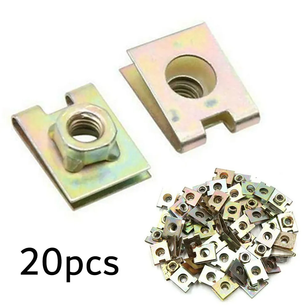 

20 Pcs Metal U Shape Clips Speed Nuts Fastener Rivet M6 For Auto Car Pannel Fender Durable High Quality Nuts