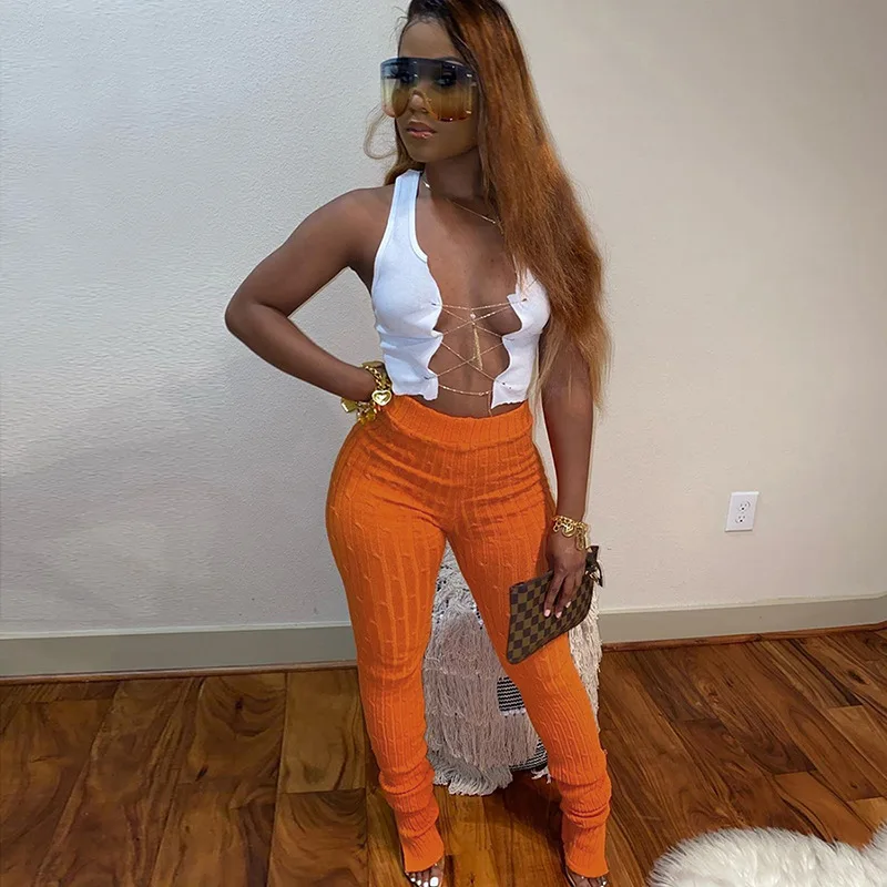 

Echoine Autumn Spring Knitted Twist Pencil Pants High Waist Women Sexy Fitness Sweatpants Long Trousers Streetwear Workout