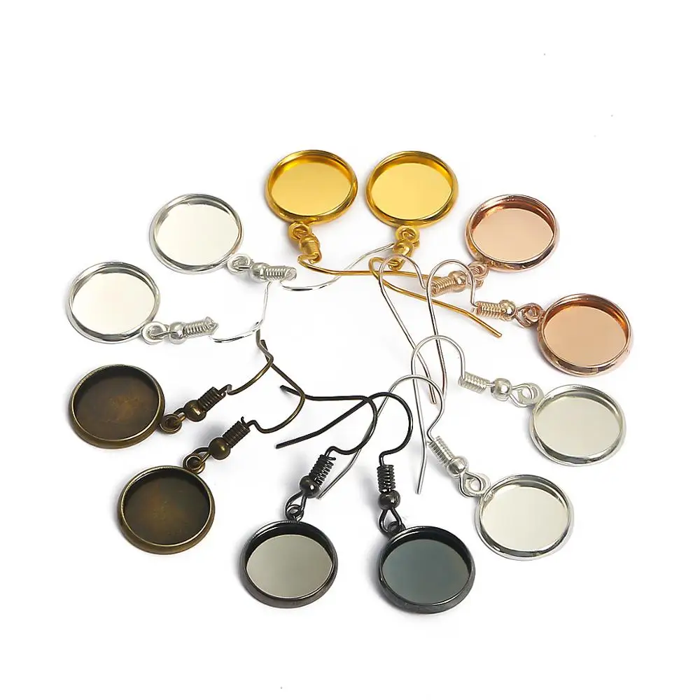 Набор круглых подвесок для Кабошон серьга с застежкой-крючком основа ушей 10-25 мм