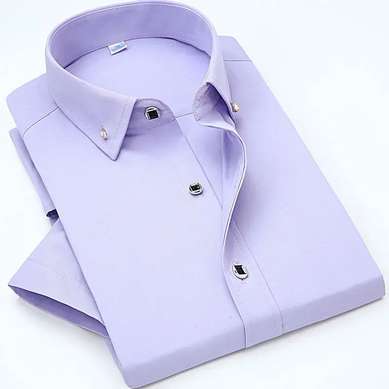 Cotton Shirts Mens Short Sleeve Dress Shirts Mens Fashion Clothing Trends Oversized Button Up Shirt Business Office White Shirt