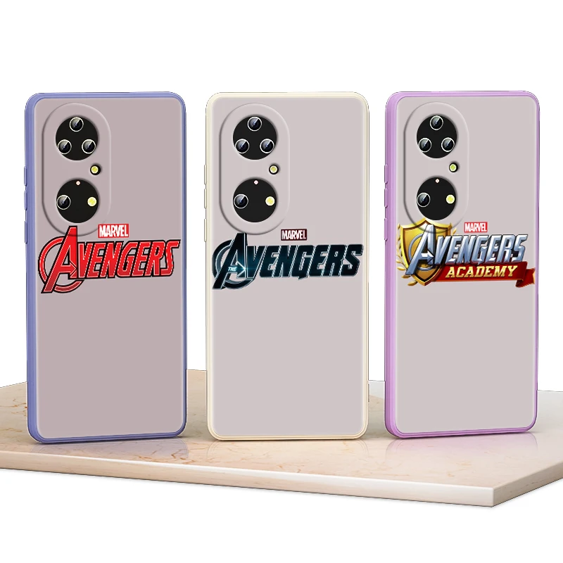 

The Avengers logo Marvel For Huawei P50 P40 P30 P20 Mate 40 30 20 Pro Plus Lite Liquid Silicone Soft Cover Phone Case