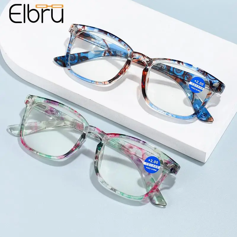 

Elbru Men's and Women's Fashion Printed Frame Anti-blue light Reading Glasses High Definition Presbyopic Glasses +1.0 to +4.0