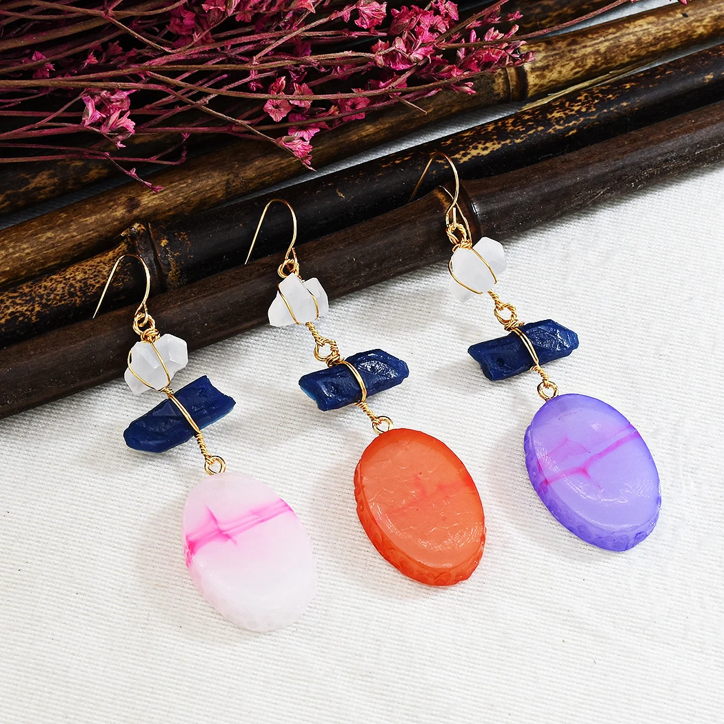 

Earrings Fashion Colored Stones Jewelry Gift Crystal Ladies Party Earrings.